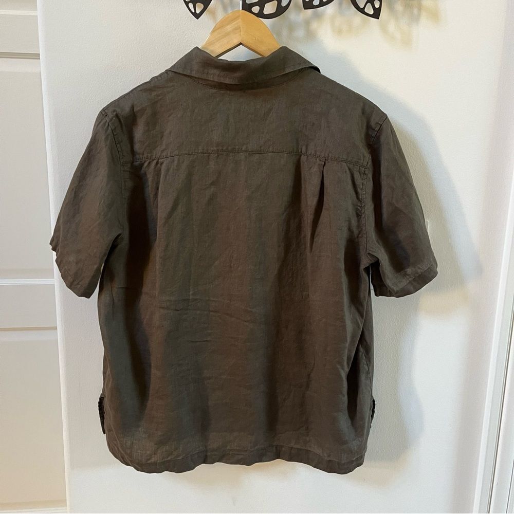 Standard James Perse Lightweight Linen Boxy Fit Shirt in Army Brown L - Picture 5 of 11